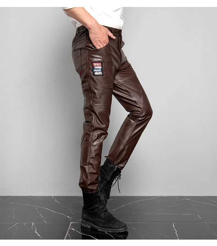 Description Picture 6 of itemGenuine Leather Pants Men Real Sheepskin Motorcycle Male Trousers Autumn Winter Fashion Korean Hip Hop Punk Streetwear Plus Size