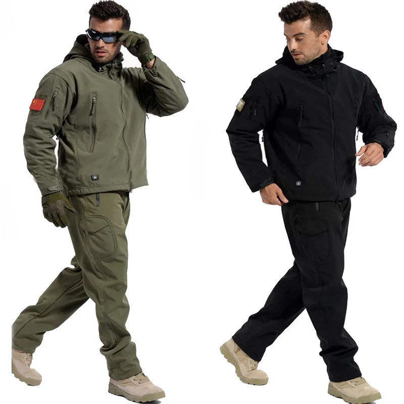 Günstige Taktische Sets Jacke Oder Hosen Haifisch TAD Männer Wasserdicht Winddicht Army Military Jagd Anzüge Outdoor Klettern Wandern Kleidung