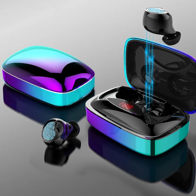 TWS 3D Bluetooth 5 0 наушники мини беспроводные с 2000 мАч светодиодный дисплей сенсорной