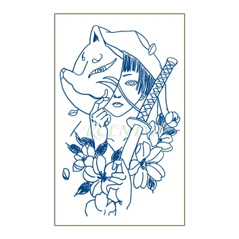 

Waterproof Temporary Juice Tattoo Sticker Female Martial Artists Mask Sword Flash Tatoo Fake Tatto Body Art for Men Women Girls