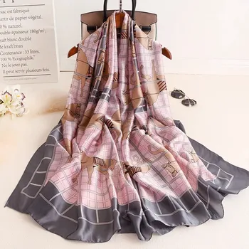 

New style Chinese Classic Silk Spring and Autumn Women fashion scarf Popular print Shawl ladies Beach beautiful silk Headscarf