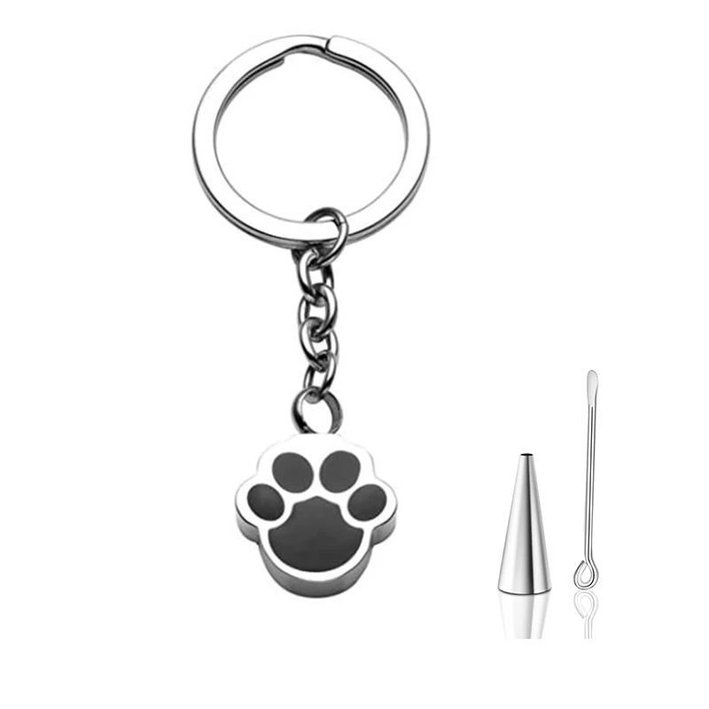 Customized Stainless Steel Dogs Cats Bone Ash Keepsake pet keychain Cremation keyring for Pets Owner Memorial Dropshiping