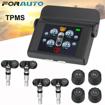 

Solar TPMS 2.4'' TFT LCD Car Tire Pressure Monitoring System 4pcs Internal External Sensors Alarm For Universal Cars