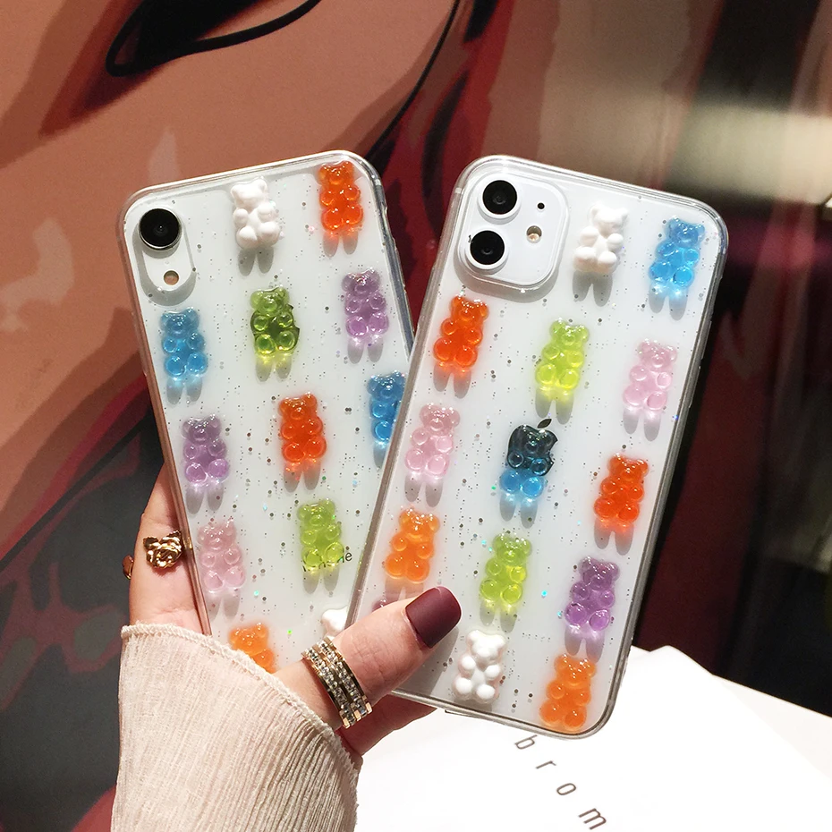 Qianliyao Cute Candy Colors Custodia Per Telefono Orso Per Iphone 15 14 13 12 11 Pro Max Xr X Xs Max 7 8 Plus Custodie Custodia Morbida Trasparente