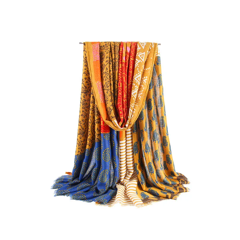 FS большой атласный шарф для женщин печати платки шелковые шарфы головы хиджаб шарфы дамы Элитный бренд платки бандана осень зима - Цвет: Yellow