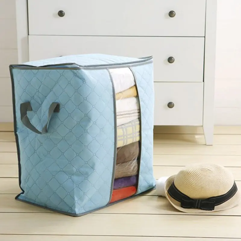 Не Тканое Одеяло сумка для хранения одежды анти-бактериальное Стёганое Одеяло Подушка органайзер для шкафа, гардероба носки Одеяло для хранения одеяла Коробки - Цвет: blue