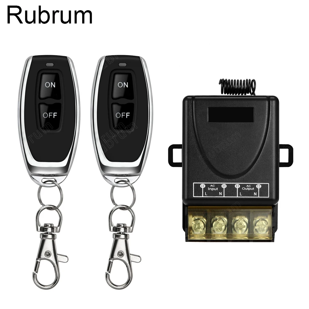 

Rubrum 433Mhz Wireless Remote Control Switch AC 220V 1CH 30A RF Relay Receiver Module & 2 Button Remote Control For Water Pump