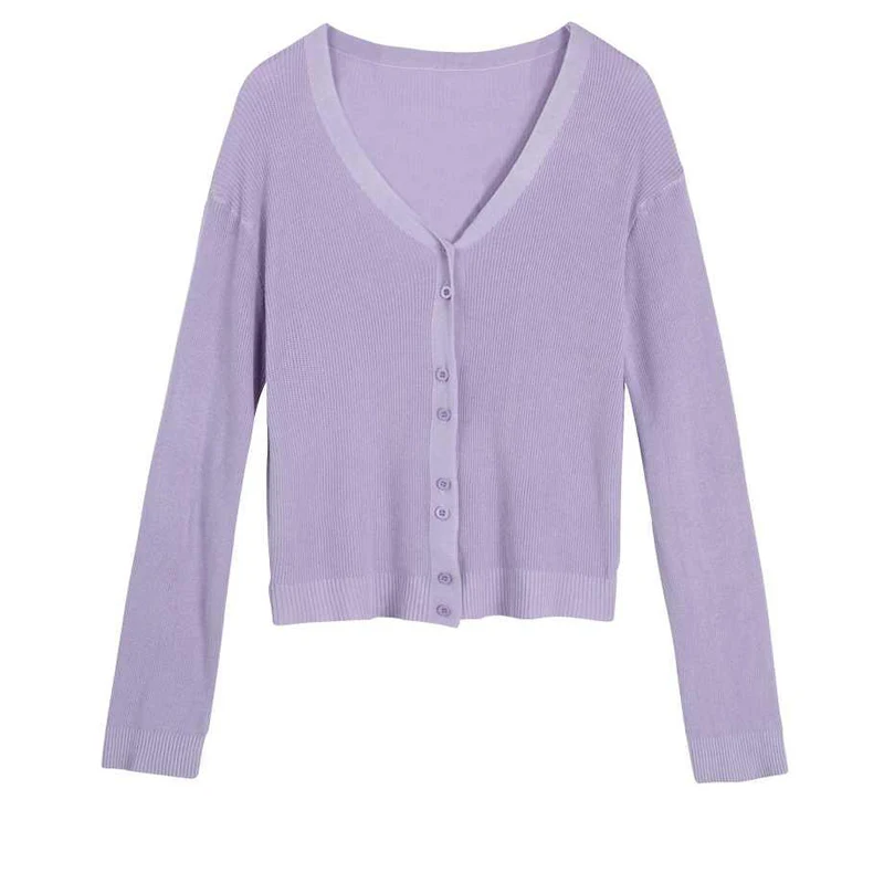 purple short cardigan