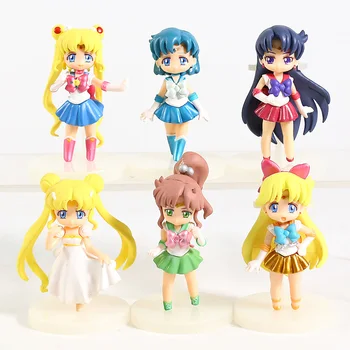 

Sailor Moon Crystal Tsukino Usagi Serenity Sailor Mercury Mars Jupiter Venus PVC Figures Toys 6pcs/set