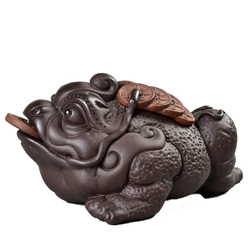 

Creative Fortune Golden Toad Fortune Fortune Purple Sand Tea Pet Decoration Large Golden Toad Boutique Tea Set Accessories
