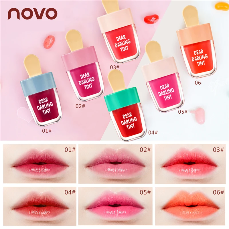 Жидкая помада блеск для губ NOVO Vivid водостойкий Гель лак 24 часа влажный чистый
