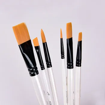 

6pcs/Set Watercolor Wooden Handle Paint Brushes Different Shape Plain Pointed Tip Nylon Hair Painting Brush Set Art Supplies