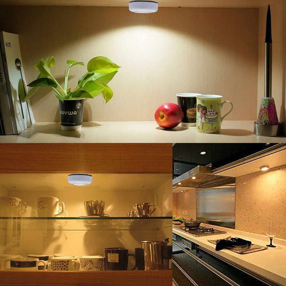 

Stick Pat Lamp 3 LEDs Touch Lamp Ceiling Wall/Cabinet Light Mini LED Night Light Sensor Battery-powered Bedside Emergency Lamp