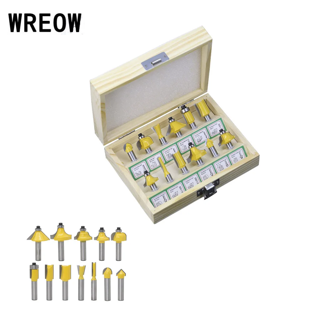 

12pc 8mm Router Bit Tungsten Carbide Tipped Round Shank Milling Cutter Router Bit Set For Woodworking Chipboard Wood Cutter Tool