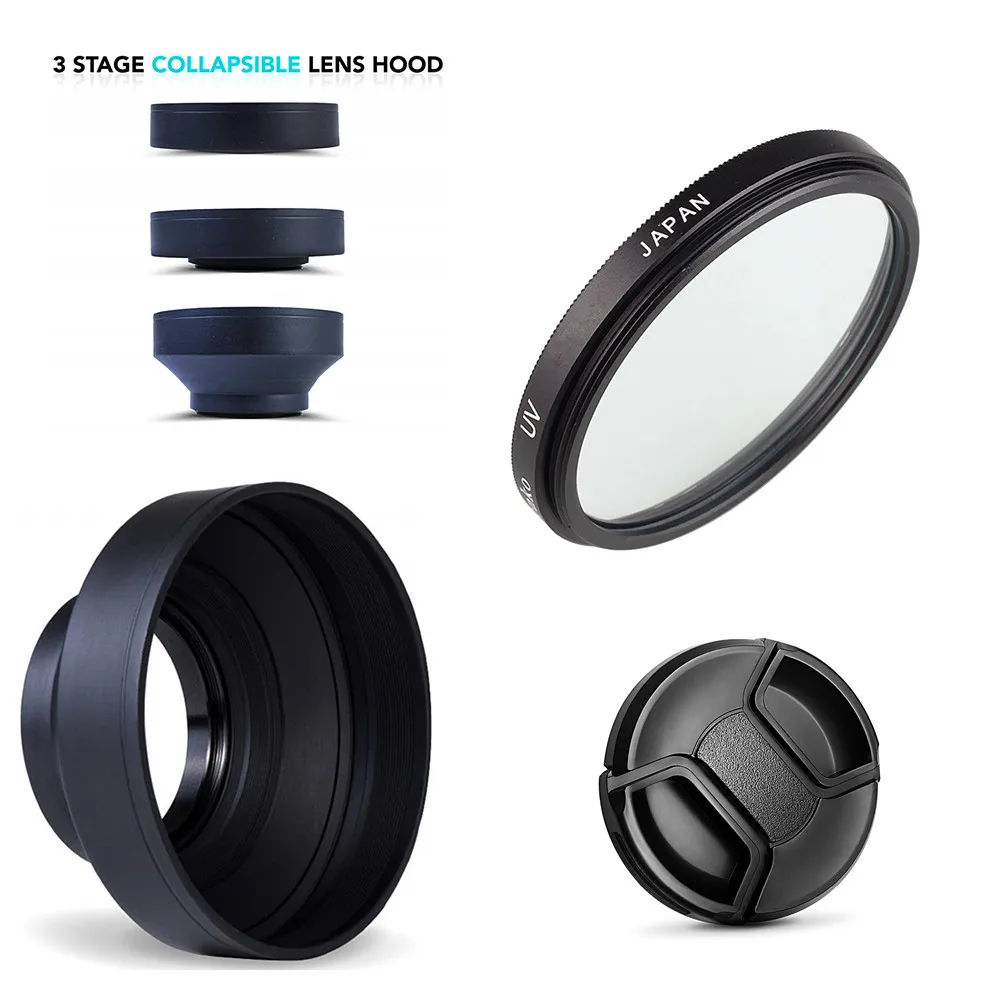 3 in 1 Collapsible Rubber Lens Hood 58mm DSIR Lens For Canon/Nikon/Sony 