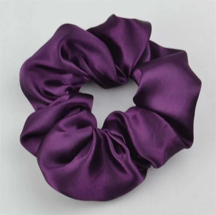 Модные женские простые одноцветные простые резинки для волос из искусственного шелка, винтажные базовые резинки для волос, атласные профессиональные резинки для волос - Цвет: purple