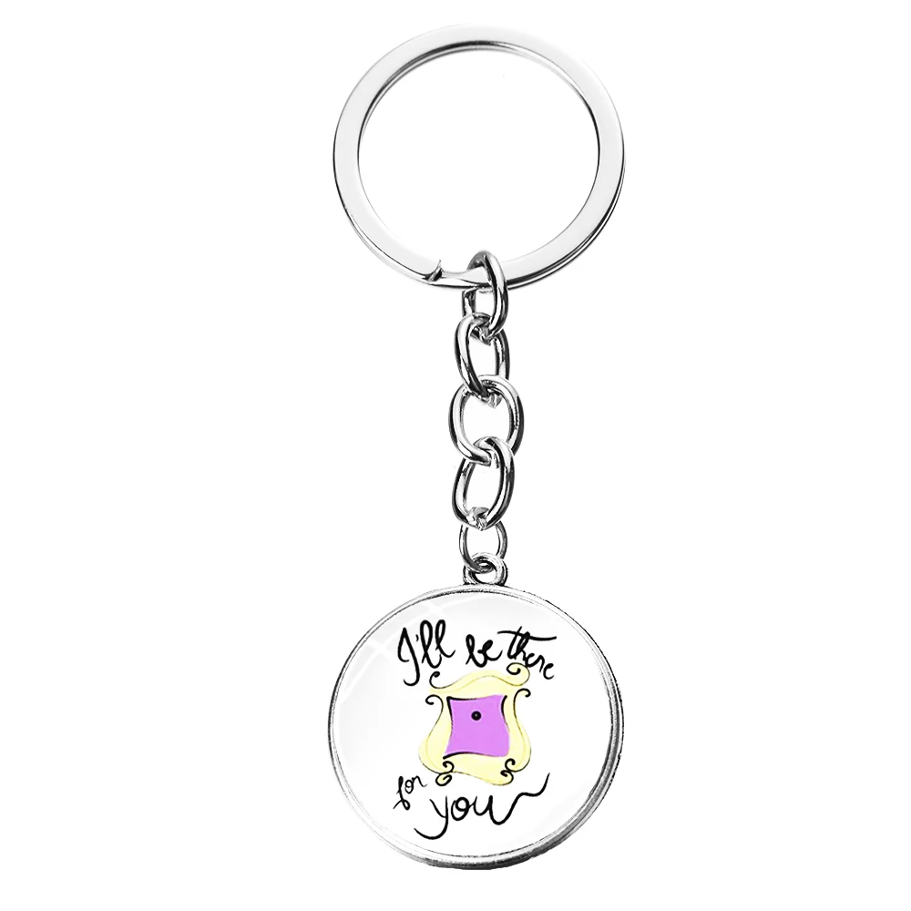 SONGDA Newest Friends TV Show Keychain 25th Anniversary Series Cartoon Fun Pattern Glass Dome Pendant Key Chain for Good Friend - Цвет: Style 28