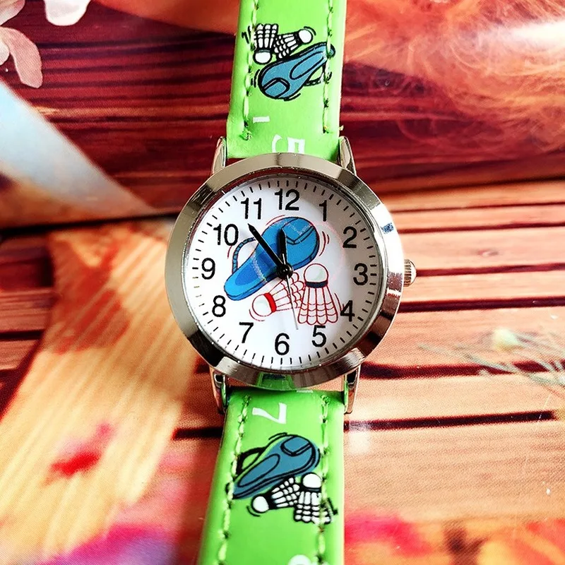 Новинка! Детские Кварцевые часы с рисунком бадминтона для мальчиков, наручные часы для отдыха