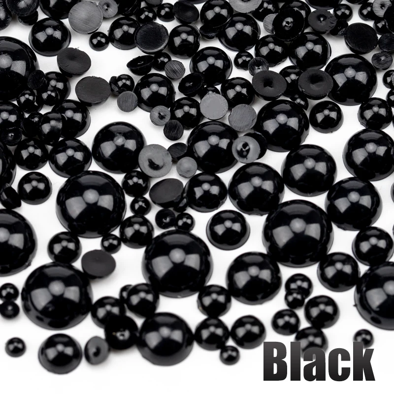 Multicolor Half Round Flatback Imitation Pearls for DIY Crafts and Nail Art