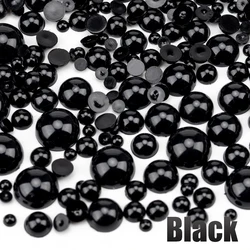 Multicolor Half Round Flatback Imitation Pearls for DIY Crafts and Nail Art (20 Black)