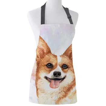 

Funny Apron Vancouver City Building Corgi Kitchen Aprons for Women Man Kids Home Cooking Baking Waist Bib Home Use