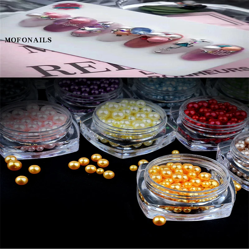 

12 Boxes/SET Round Nail Pearl Rhinestone 4/5/6mm Nail Art Pearl Bead Rhinestone Colorful Nail Art Glitter Pearl Stone Rhinestone