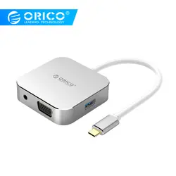 ORICO серебро Алюминий сплава USB 3,0 интерфейсный адаптер Тип кабеля с разъемами типа C и HDMI + USB3.0 + VGA + аудио док-станция для видео кабель для ТВ