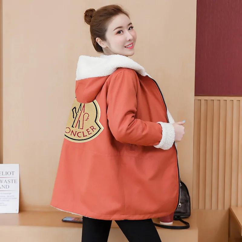 

Photo Shoot 2019 New Style Korean-style Extra-large Lambs Wool Jeans Coat Students Brushed And Thick Cotton-padded Clothes Cotto