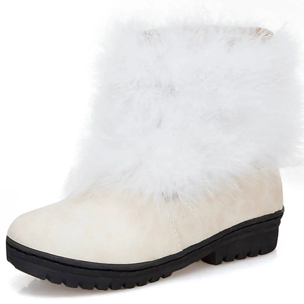 Karinluna/ г., большие размеры 46, русская зимняя теплая плюшевая обувь женские зимние ботинки женская обувь зимние ботильоны женская обувь - Цвет: beige ankle