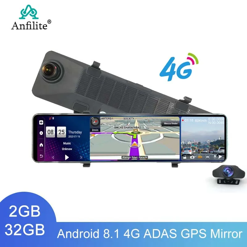 Зеркало видеорегистратор Anfilite 4G adas 12 дюймов Android 8 1 GPS|sport camera|original xiaomi yiaction video camera |