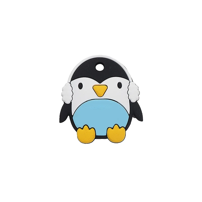 Black Chenkai 10PCS BPA Free Silicone Baby Penguin Teether Animal Teething Food Grade For Baby Chewable Pacifier Pendant Accessories - Цвет: Black