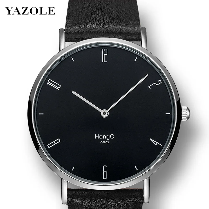 

2020 New Yazole Watch Simple Fashion Casual Couple Men's Hand Mounted Thin Belt Black Quartz Watch Watches for Men Reloj Hombre