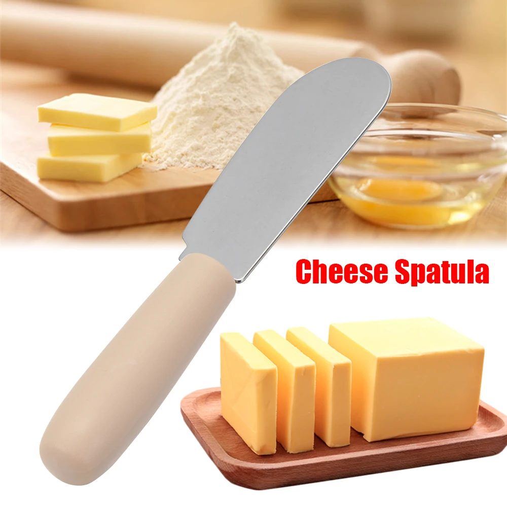 Silicone Spatula Mini Stainless Steel Spatula Scraper Knives Breakfast Sandwich Cheese Slicer Spreader Butter Knife Plastic Handle 1PC