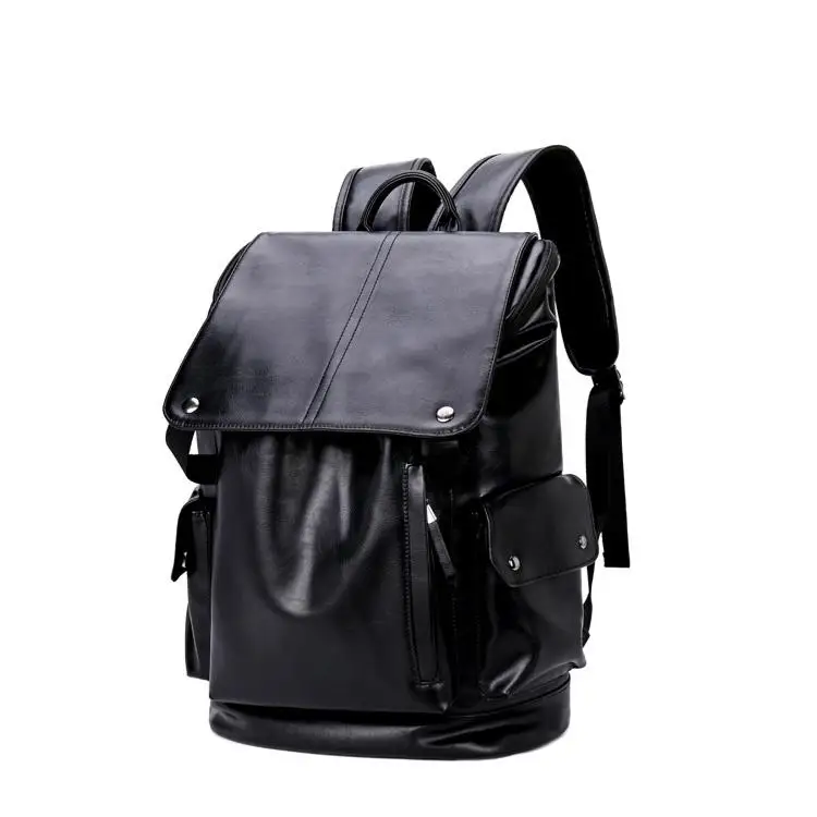 Brand New PU Leather Backpack Men Antitheft School Travel Bag Casual 14 Inch Laptop Backpack Big Capacity Bookbag