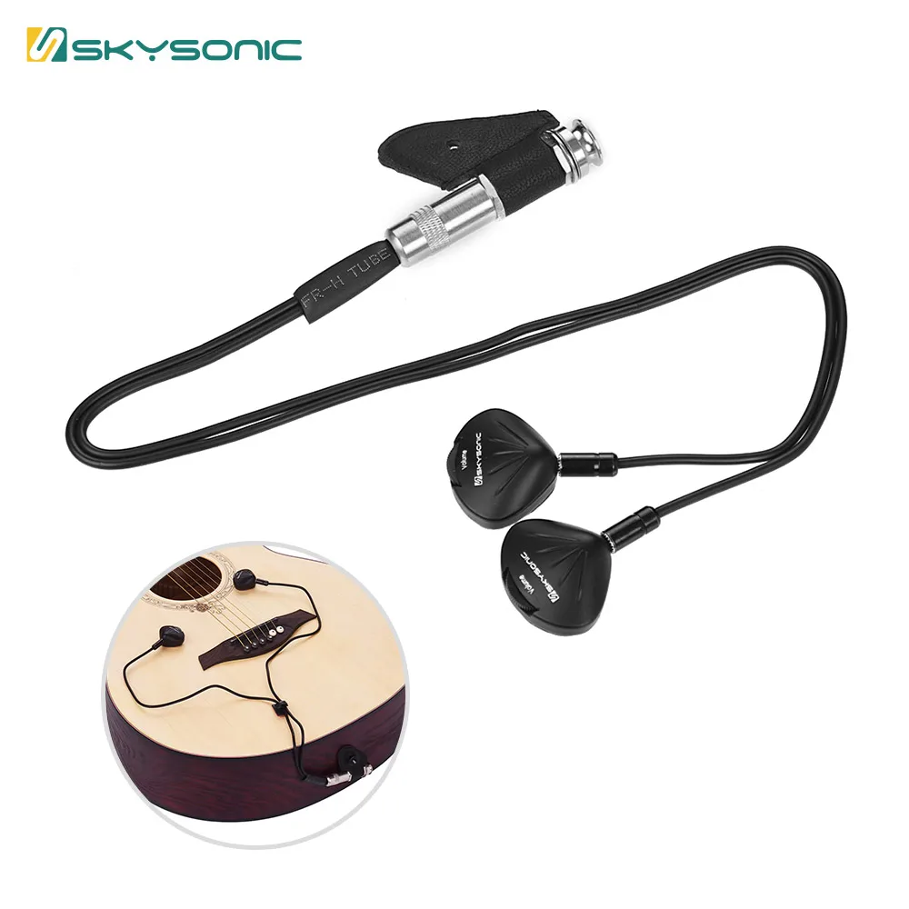

SKYSONIC F-A2V Guitar Dual Pickup Transducer Self-adhesive with Volume Control 6.35mm Endpin Jack for Acoustic Folk Guitar