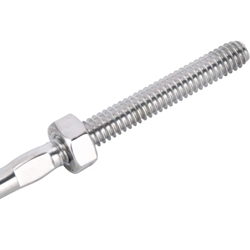 Cable Railing Swage Threaded Stud Tension End Fitting Terminal for 1/8 Cable Deck Railing Hand Swage T316 Stainless Steel Marine