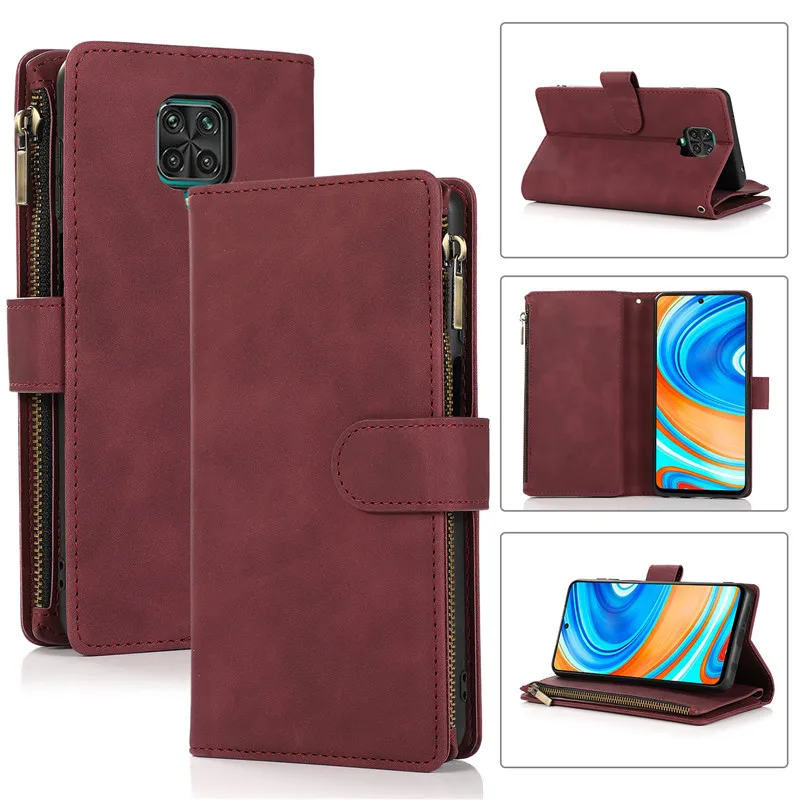 Retro Flip Leather Case For RedMi Note 11 Pro 10 10S 9S 9 8T 8 7 9A 9C 8A 7A Zipper Wallet Card Cover For XiaoMi POCO M3 Coque flip cover