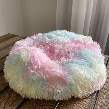 

Pet Kennels Dog Bed Sofa for cat Long Plush Soft Fluffy Basket Pet Bed For Dog Comfortable Donut Kennels