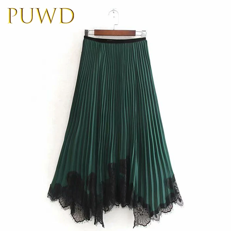 PUWD новая кружевная плиссированная юбка для женщин на осень и зиму