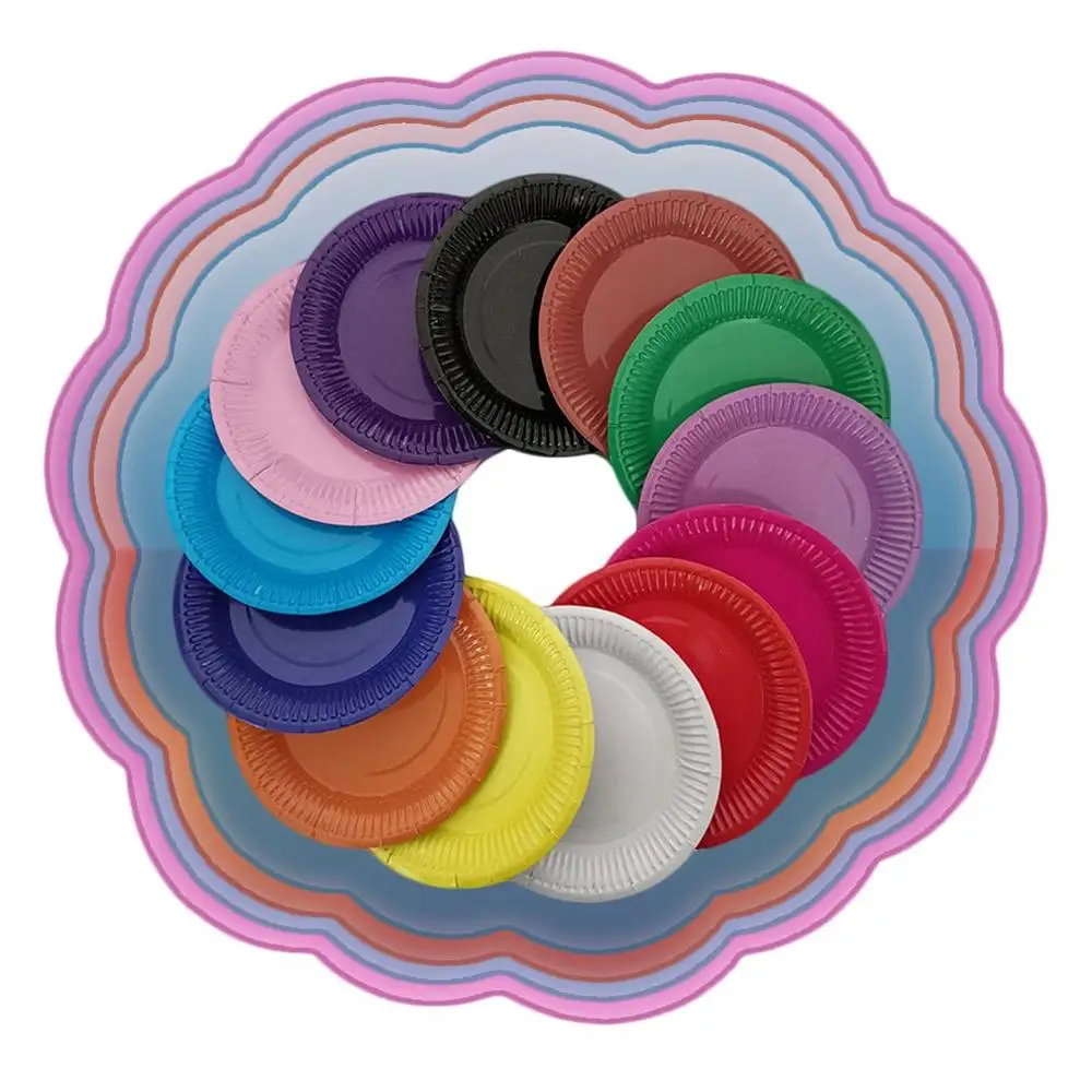 

10Pcs Disposable Paper Plates Birthday Party Circle Plate Fruit Plate Cake Tray Tableware Birthday Party Supplies