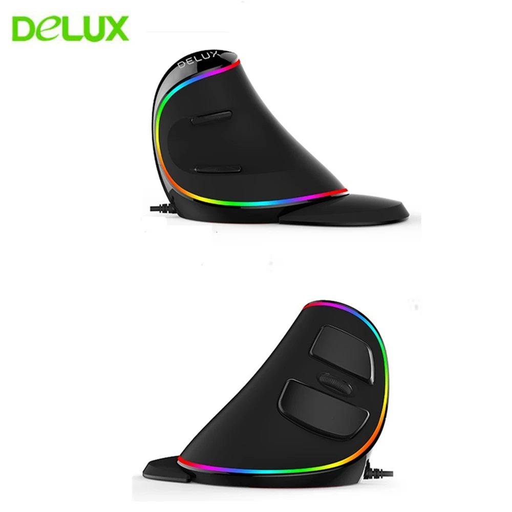 cheap Delux M618 Plus Vertical Mouse Ergonomic RBG Computer Mouse Wired Optical Mice 4000DPI Gaming Gamer Mouse For PC Laptop Notebook