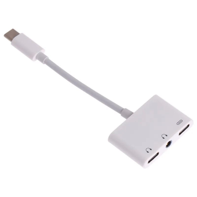 

Three-in-One USB-C + 3.5 + 3.5 Mm Go USB-C Charging Songs Adapter