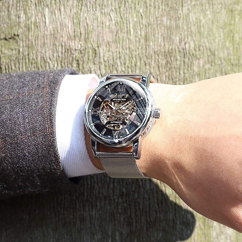 ORKINA New Automatic Mechanical Wristwatches Silver Skeleton