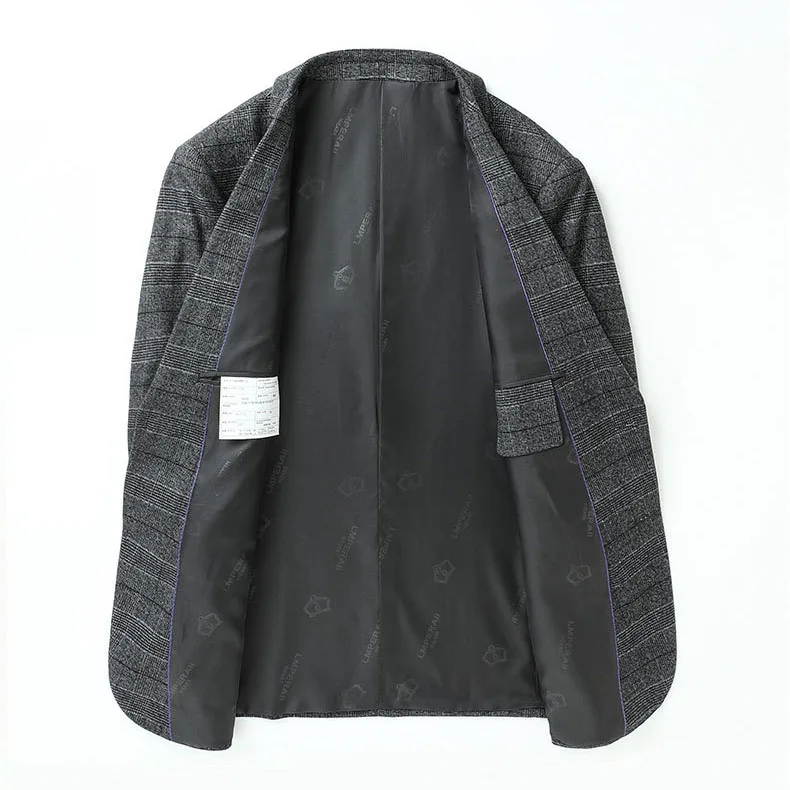 2019 Europe Grey Plaid Blazers Men Full Sleeve Smart Casual Blazer Jacket Fashion City Suit Male Regular Coat Spring Autumn