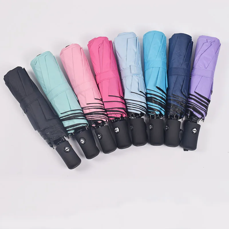 

New Style Simple Solid Color Folding Umbrella Rain Or Shine Dual Purpose Umbrella Sun Vinyl Sun-resistant Parasol Customizable L