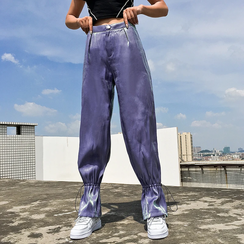 IAMHOTTY High Street однотонные свободные широкие брюки на молнии бандажная юбка-карандаш с завышенной талией брюки Новая мода Jogger женские брюки