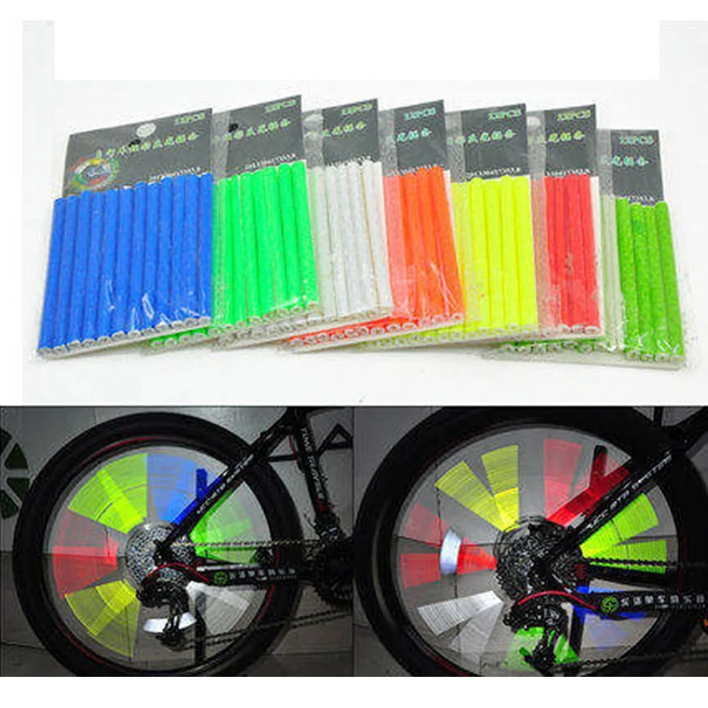 Fashion Frontier 12Pcs Bicycle Sefaty Reflective Wheel Rim Spoke Strip