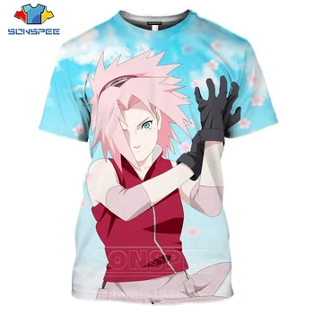 

SONSPEE 3D Print Men Women Anime Sweatshirt NARUTO T Shirt Haruno Sakura Tees Tops Hip Hop Men's T-shirts O Neck Pullover C116-3