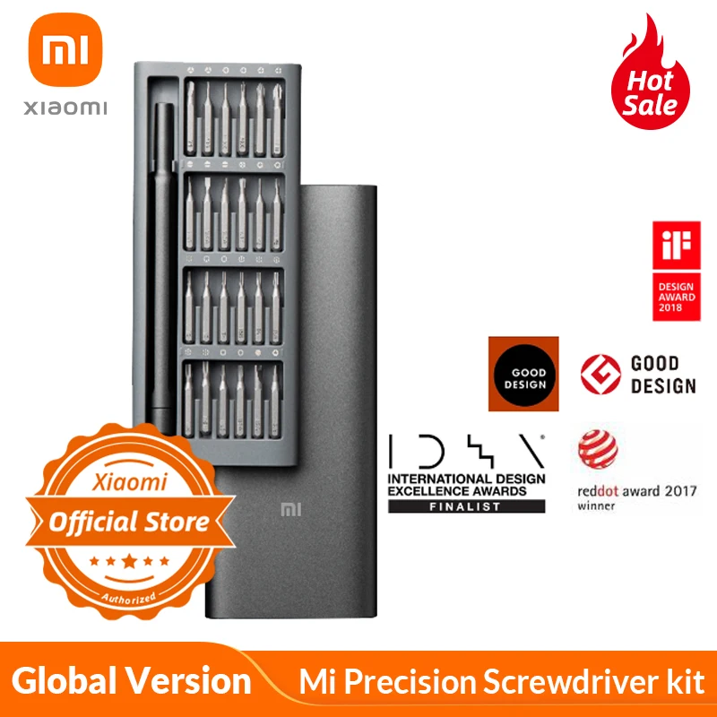Xiaomi-kit de destornilladores de precisión para el hogar, caja de aluminio con 24 brocas magnéticas de precisión