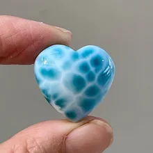 

Top Natural Blue Larimar Heart Pendant For Woman 24x25mm Clear Water Pattern Stone Crystal Jewelry